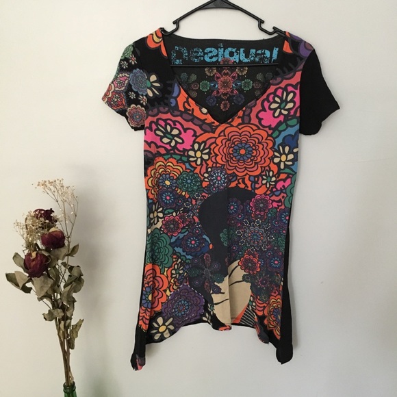 Desigual Multicolor Floral Short Sleeve Tee - Picture 1 of 7